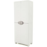 Pegane - armoire meuble de rangement 2 portes, intrieur / extrieur coloris beige - longueur 70 x profondeur ...