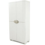 Armoire meuble de rangement 2 portes intérieur / extérieur coloris beige - longueur 90 x profondeur 45 ... Armoire meuble de rangement 2 portes intérieur / extérieur coloris beige - longueur 90 x profondeur 45 ...