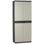 Pegane - armoire meuble de rangement 2 portes intérieur / extérieur coloris noir / taupe - longueur 70 ... Pegane - armoire meuble de rangement 2 portes intérieur / extérieur coloris noir / taupe - longueur 70 ...