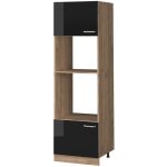 Vicco - armoire micro - ondes r - line, noir haute brillance, 60 cm
