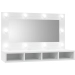 Vidaxl ? armoire � miroir lumineux 90x31, 5x62 cm ? led blanc chaud / froid ? bois d'ing�nierie ? 4 �tag�res ...