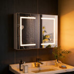 Armoire miroir de salle de bain avec �clairage led, armoire led 2p de toilette lumineuse, interrupteur ...