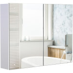 Homcom - armoire miroir de salle de bain armoire murale double portes et tagres dim. 80l x 15l x 60h ...
