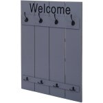Hhg - portemanteau mural 921 welcome, panneau de vestiaire, look shabby vintage, 91x60cm, gris - bleu ...