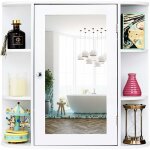 Armoire murale pour salle de bain avec grande espace de stockage, porte avec miroir, materiaux ecologiques, ...