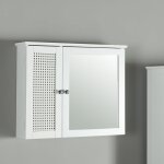 [en. casa] - armoire murale de salle de bain karls�y avec miroir mdf pvc effet rotin 50 x 60 x 15 cm ...