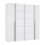 Armoire dressing blanc mat 2 portes coulissantes + 2 battantes ? 2 penderies ? l200 x p61 x h210 cm ? ...