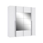 Armoire narago - d�cor blanc mat - 2 portes coulissantes + miroir + 2 portes battantes + 2 penderies ...