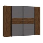 Forte mbel - armoire narago - dcor noyer bakersfield et gris - 2 portes coulissantes + 2 portes battantes ...