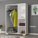 [en. casa] - armoire nesbyen avec 4 compartiments de stockage 123 x 90 x 30 cm blanc