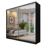 Armoire noire 200cm avec miroirs, portes coulissantes. collection calabre.