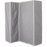 Armoire penderie d'angle en tissu coloris gris - longueur 131 x profondeur 87, 5 x hauteur 169 cm pegane ...