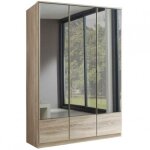 Inside75 - armoire penderie dingle 3 portes miroirs largeur 135 chne