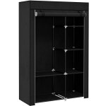 Armoire penderie multi - rangement - 6 tagres, 1 barre - dim. 103l x 43l x 162, 5h cm - acier noir ...