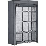 Armoire penderie multi - rangement - 6 tagres, 1 barre - dim. 103l x 43l x 162, 5h cm - acier noir ...
