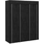 Armoire penderie multi - rangement - 8 tagres, 2 barres - dim. 125l x 43l x 162, 5h cm - acier noir ...