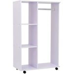 Portant � v�tements penderie mobile avec roulettes 3 �tag�res lat�rales + grand espace penderie panneaux ...