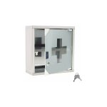 Armoire  pharmacie 1 compartiment en acier inoxydable avec porte magntique en verre givr et 2 cls ...