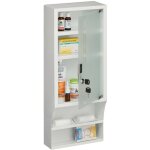Relaxdays - armoire � pharmacie, porte en verre, verrouillable, 5 compartiments, hxlxp : 65x27x12 cm, ...