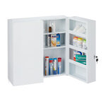 Relaxdays - armoire  pharmacie xxl, buffet mdicaments  deux portes, en acier, 11 casiers, verrouillable, ...
