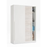 Pegane ? armoire 2 portes coulissantes blanc artic et blanc velho ? longueur 120 cm x hauteur 200 cm ...