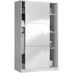 Armoire, placard avec 2 portes coulissantes coloris blanc brillant - longueur 120 x hauteur 200 x profondeur ...