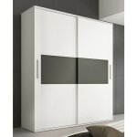 Armoire, placard garde - robe 2 portes coloris blanc, graphite - longueur 180 x profondeur 55 x hauteur ...