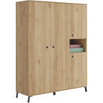 Pegane - armoire placard / meuble de rangement coloris chêne doré - hauteur 200 x longueur 150 x profondeur ... Pegane - armoire placard / meuble de rangement coloris chêne doré - hauteur 200 x longueur 150 x profondeur ...