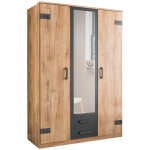Armoire placard meuble de rangement coloris imitation chne poutre / graphite - longueur 135 x hauteur ...