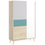 Pegane - armoire placard meuble de rangement coloris naturel / meraude - longueur 81 x hauteur 137 x ...