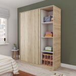 Armoire placard de rangement de 3 portes coulissantes coloris cambrien - longueur 150 x profondeur 55 ...