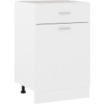 Armoire de plancher � tiroir blanc 50x46x81, 5cm bois ing�nierie - meuble de cuisine - armoire de cuisine ...