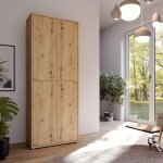 Armoire polyvalente 4 portes 74, 5x35x192 ch�ne couleur medea