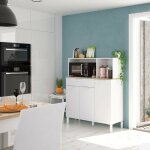 Buffet de cuisine émile 3 portes et 1 tiroir l108 x h126cm - blanc / bois - blanc / bois Buffet de cuisine émile 3 portes et 1 tiroir l108 x h126cm - blanc / bois - blanc / bois