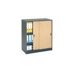 Sans marque - armoire portes coulissantes h 100 cm anthracite - htre - maxiburo