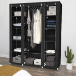 Armoire de rangement 17213443cm noir penderie dressing en tissu intiss xxl hj103998