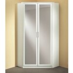 Inside75 - armoire rangement angle laval blanc 2 portes miroirs