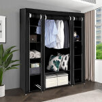 Sifree�armoire rangement chambre penderie pas cher noir structure stable en m�taux 17213443cm