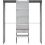 Armoire de rangement dressing en bois coloris blanc mat et gris ciment - hauteur 202 x longueur 179 cm ...