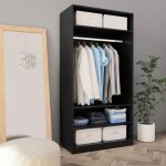 Armoire de rangement garde - robe armoire de chambre noir 100 x 50 x 200 cm bois d'ing�nierie 58050