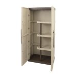 Tood - armoire de rangement haute en resine 3 tablettes avec porte balai