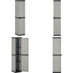 Armoire de rangement de jardin 3 �tag�res gris / noir 34x40x168cm - meuble de jardin - armoire de rangement ...