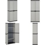 Armoire de rangement de jardin 3 �tag�res gris / noir 68x40x168cm - meuble de jardin - armoire ext�rieure ...