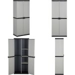 Armoire de rangement de jardin 3 �tag�res gris / noir 68x40x168cm - meuble de jardin - armoire ext�rieure ...