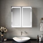 Sirhona - armoire de rangement � miroir led pour salle de bain avec prise rasoir et d�sembuage chauffant ...