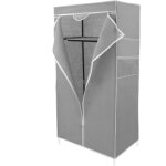 Primematik - armoire de rangement en tissu 70 x 45 x 155 cm gris