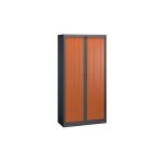 Armoire  rideaux dmontable corps anthracite 195 x 100 cm - rideaux merisier - maxiburo