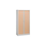 Sans marque - armoire  rideaux dmontable corps gris 195 x 100 cm - rideaux htres - maxiburo