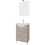 Armoire de salle de bain de 55 cm avec pieds avec deux portes en chne fum rimini