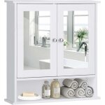 Costway - armoire de salle de bain / meuble de salle de bain mural avec 2 portes � miroir, 3 etag�res ...